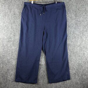 Bonmarche Pants Womens 24 Trouser Blue Stretch Pull On Crop Tie Waist Pockets
